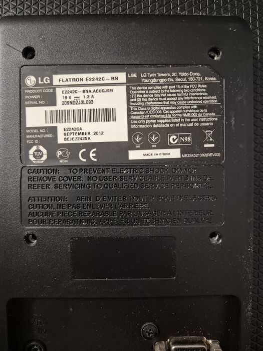 Monitor LG flatron E2242C-BN