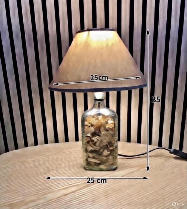 Candeeiro mesa Garrafa Licor luz Led Calida recheio Sachet