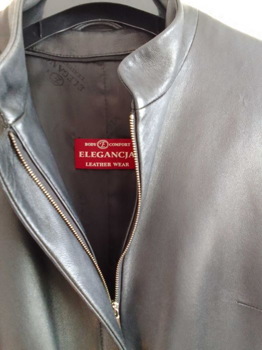 Piękny płaszcz skórzany czarny  40