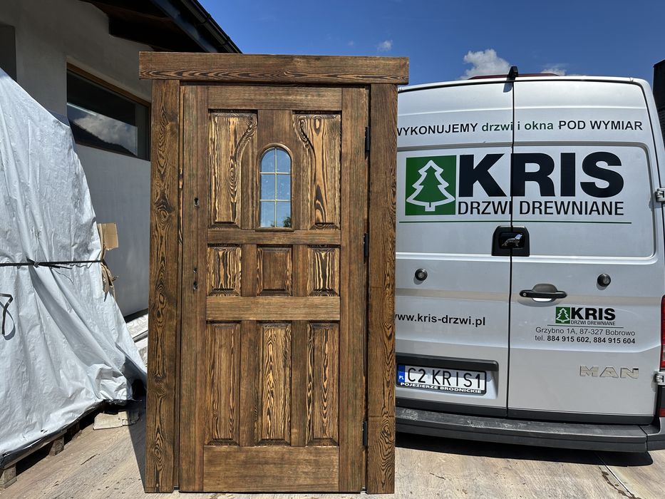 Drzwi zewnętrzne lite drewniane szczotkowane olejowane NA WYMIAR