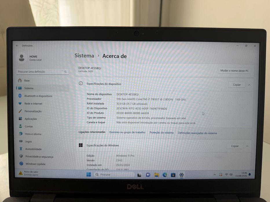 Dell 3420 I7-1165G7 | 32Gb RAM | 1Tb disco M.2