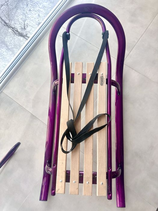 Дитячі санки Tako з ручкою, металеві, фіолетові, гарний стан