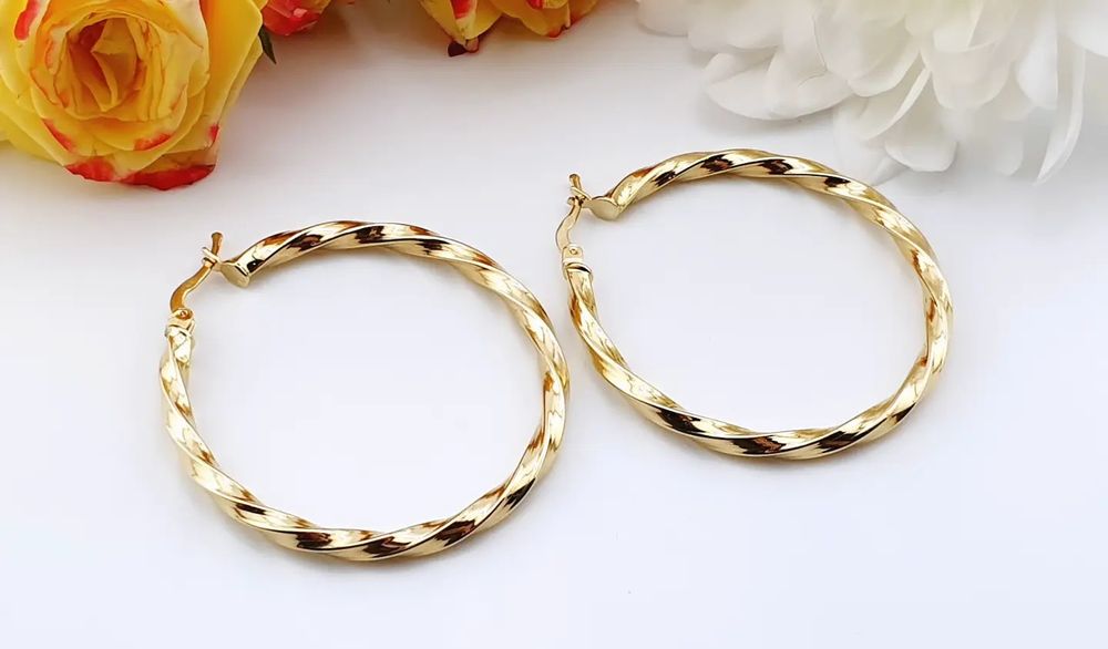 Złote nowe kolczyki koła pr585