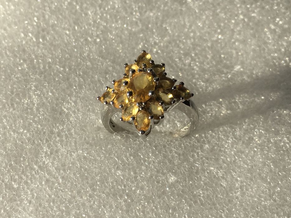 Pierścionek Cytryn Srebro Pozłacane.