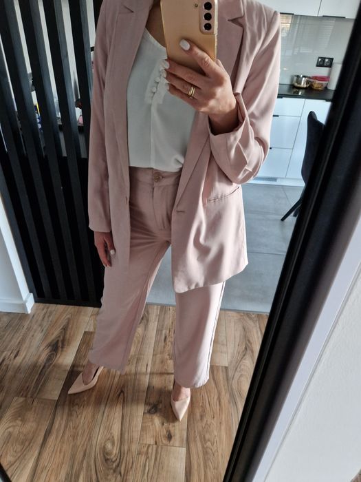 Garnitur damski mohito 38 M pudrowy brudny róż