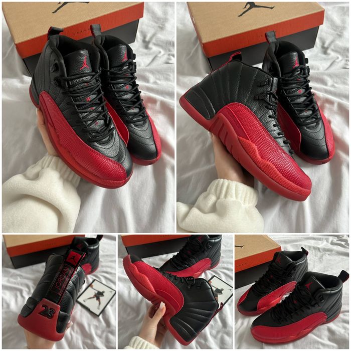 р36-45 Кросівки Air Jordan 12 Retro Black White Red