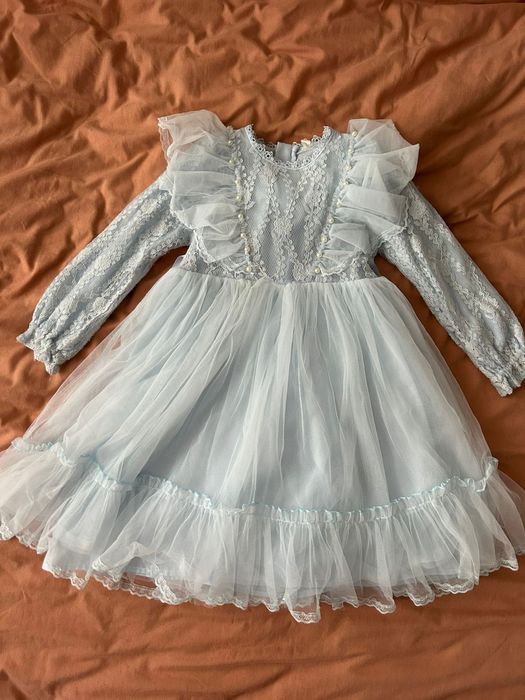 Пышное платье голубое 116 р 500грн