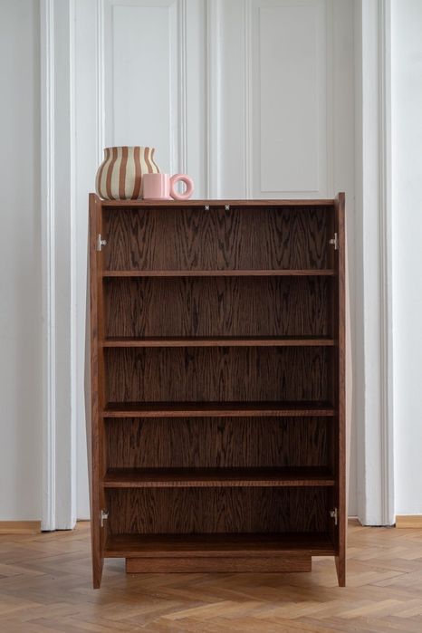 Komoda Landskrona dębowa – styl mid-century modern, push-to-open,