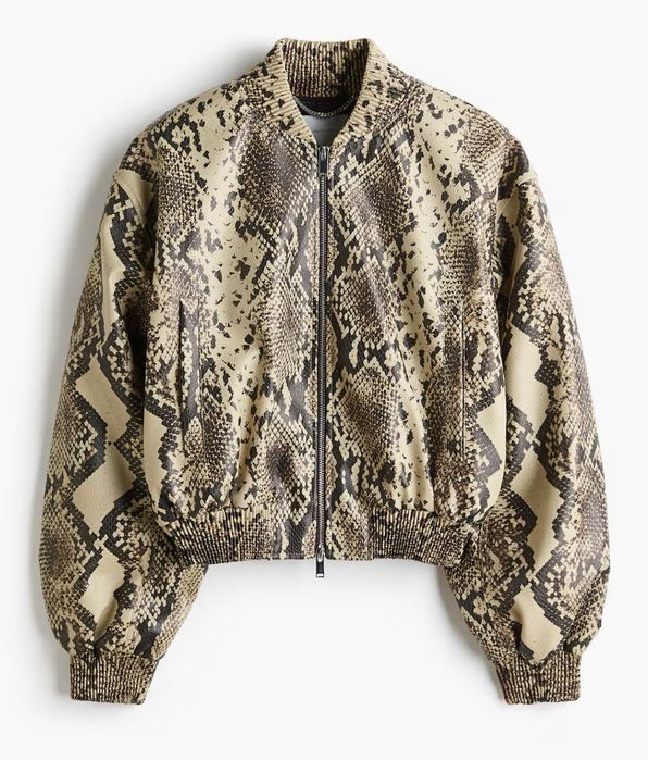 Stella McCartney H&M kurtka bomberka z nadrukiem skóry węża, rozmiar L