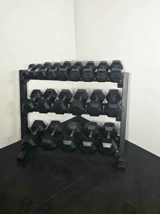 Zestaw hantli HEX od 2.5 kg do 25 kg ze stojakiem