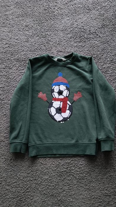 Bluza święta H&M 122/128 cm bałwan piłka