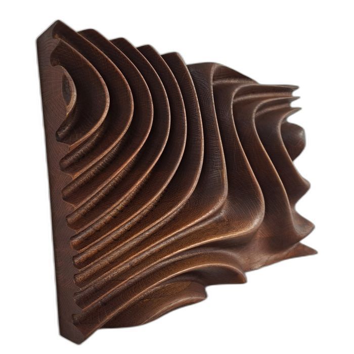 Dębowy panel ścienny 3D Fale – olejowany, 55 × 34 cm