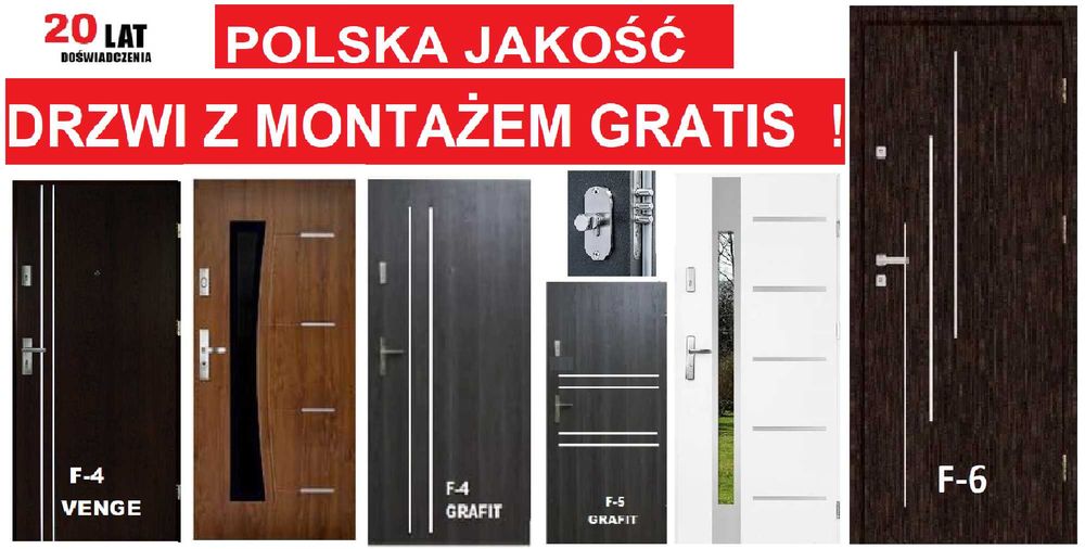 Drzwi wejściowe ZEWNĘTRZNE z montażem drewniane-metalowe do mieszkania