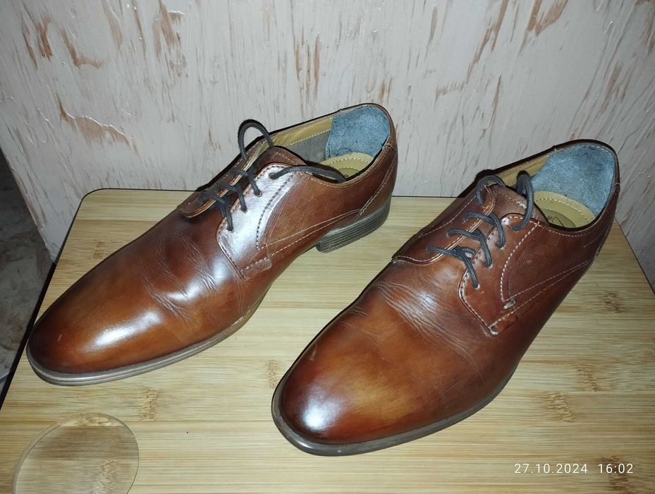 Brązowe męskie półbuty ze skóry rozmiar 42