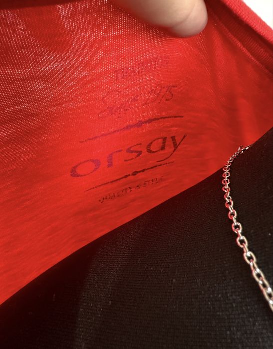 Czerwona koszulka damska na krótki rękaw basic casual M/L Orsay