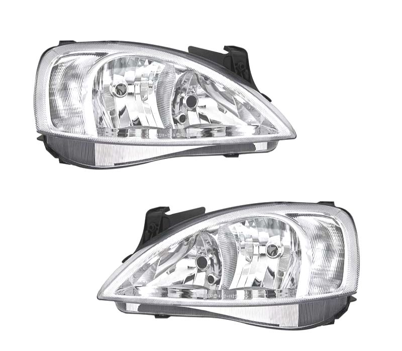 FARÓIS FRONTAIS PARA OPEL CORSA C FUNDO CROMADO