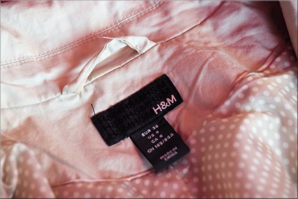 Beżowy taliowany płaszcz , płaszczyk damski H&M