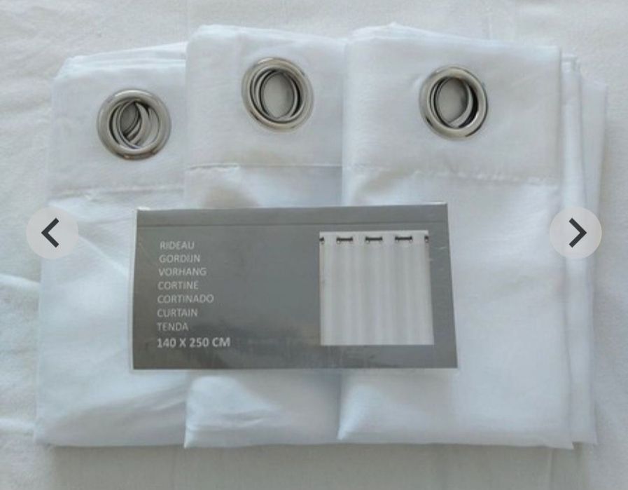 Cortinados 140cmx250cm brancos, cinzento, amarelo e diversos tecidos