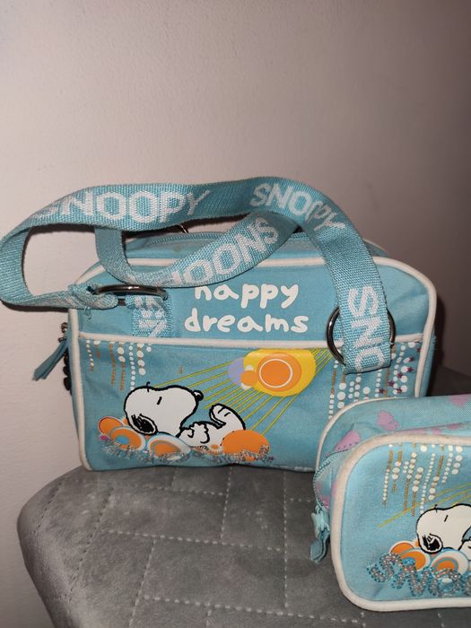 Mala e estojo do Snoopy originais, marca Trebellos