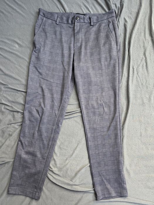 Spodnie męskie Jack&Jones w kratę chinosy szare rozmiar 32/30