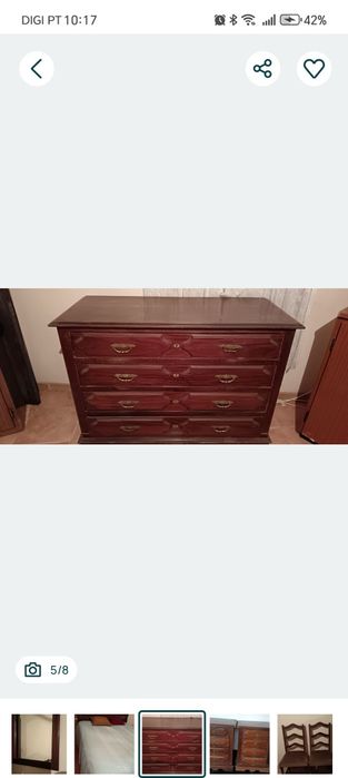 Conjunto de móveis de quarto em madeira maciça, com mais de 35 anos