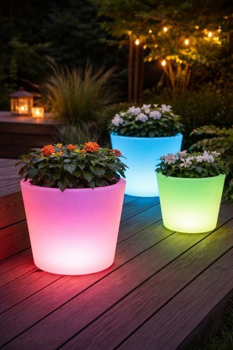 Doniczka LED MAXXMEE 28 cm RGB z pilotem dekoracyjna do ogrodu