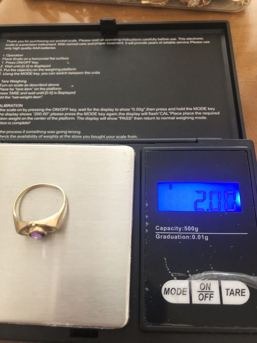 Zloty pierscionek z ametystem 585