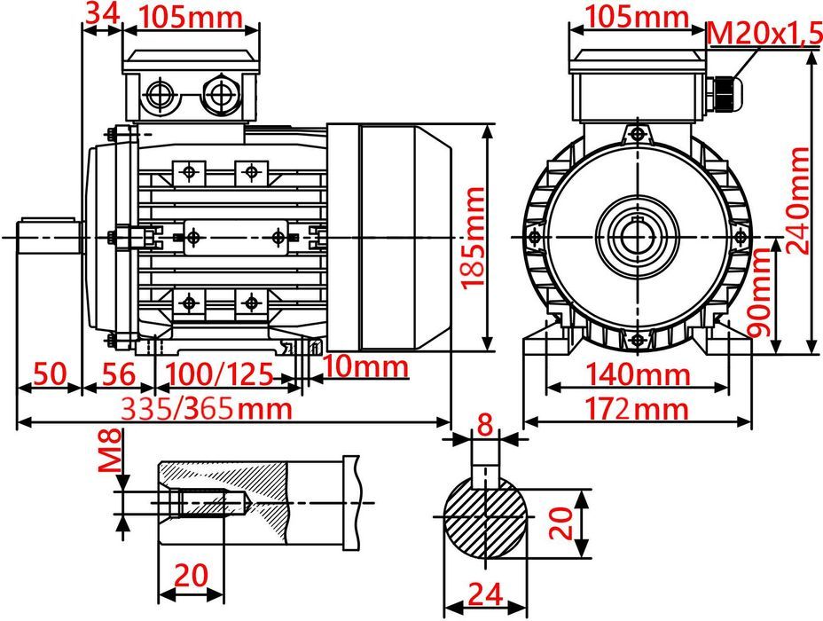 SILNIK ELEKT. 1,5kW 230V 1420obr 1Fazowy Kondensator Pracy [4507]