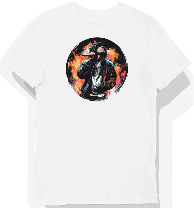 Koszulka męska biała z motywem Eminema rapera S