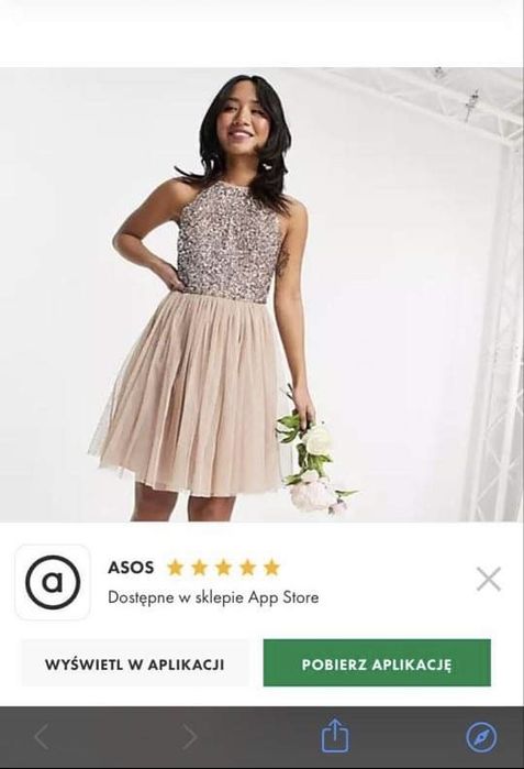Sukienka Maya Petite Asos błyszcząca tiulowa cekiny sylwester wesele