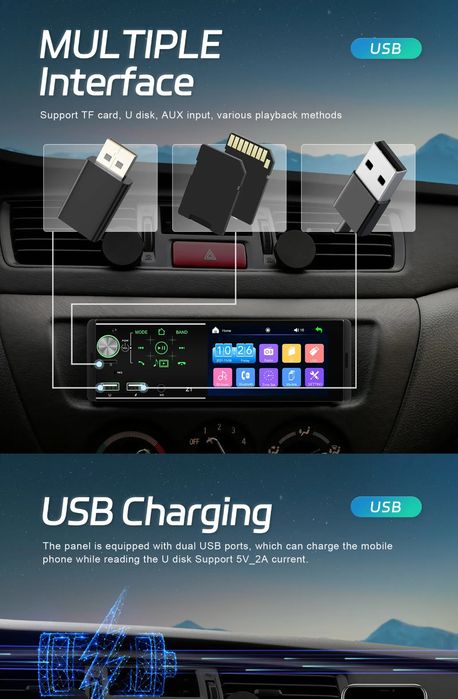 Rádio 1din + Cámara Incluída Bluetooth USB cartão MP5 Mirrorlink NOVO