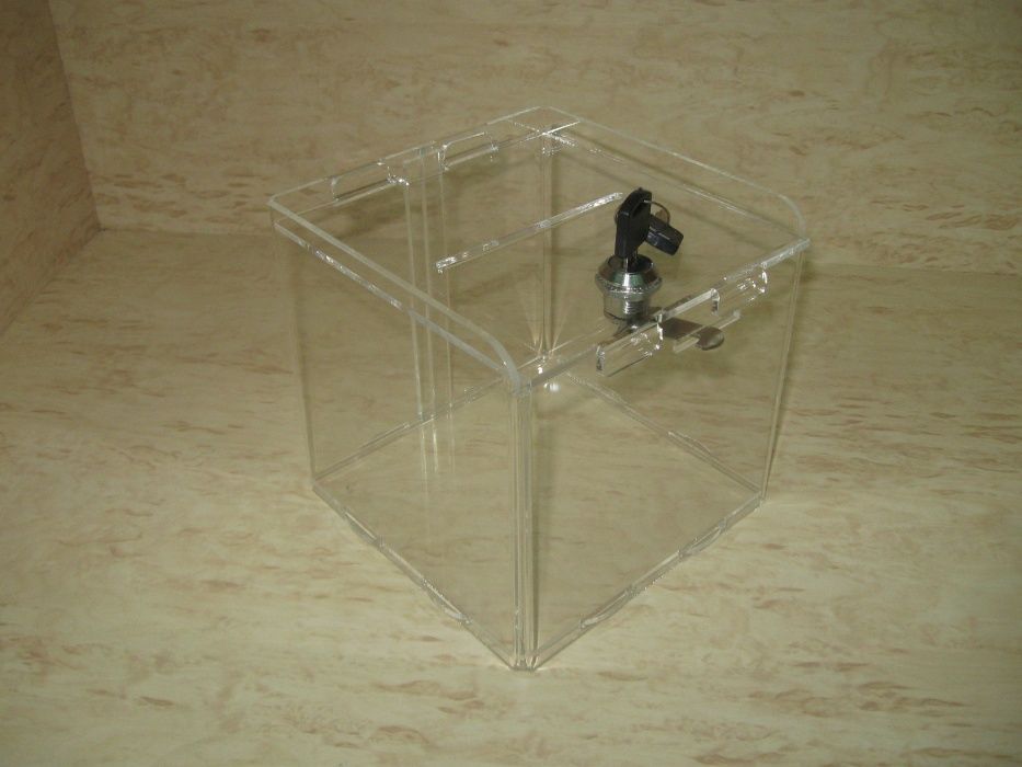 Коробка для сбора денег, бокс пластиковый, прозрачная коробка на замке