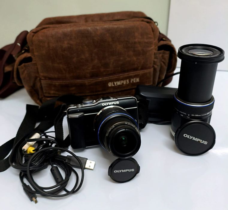 Aparat Olympus PEN e-PL1 czarny i  2 obiektywy, 40-150mm + 14-42mm