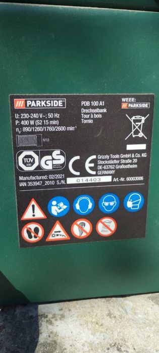Токарний верстат по дереву Parkside PDB 100 A1 (400 Вт)