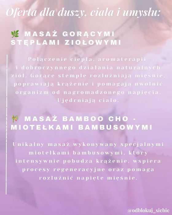 masaże relaksacyjne/orientalne