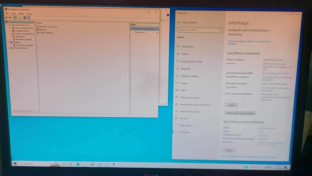 Zestaw komputer PC AMD A6/12GB monitor mysz klawiatura