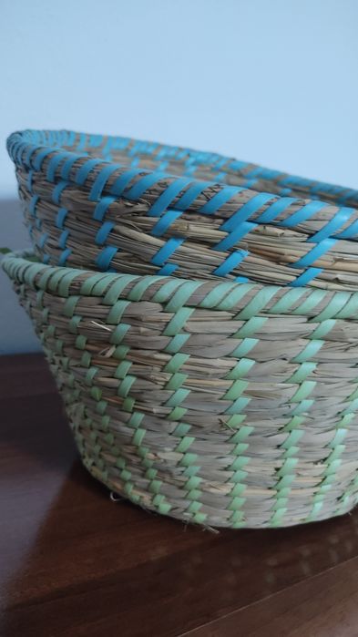Cestos de vime - azul e verde