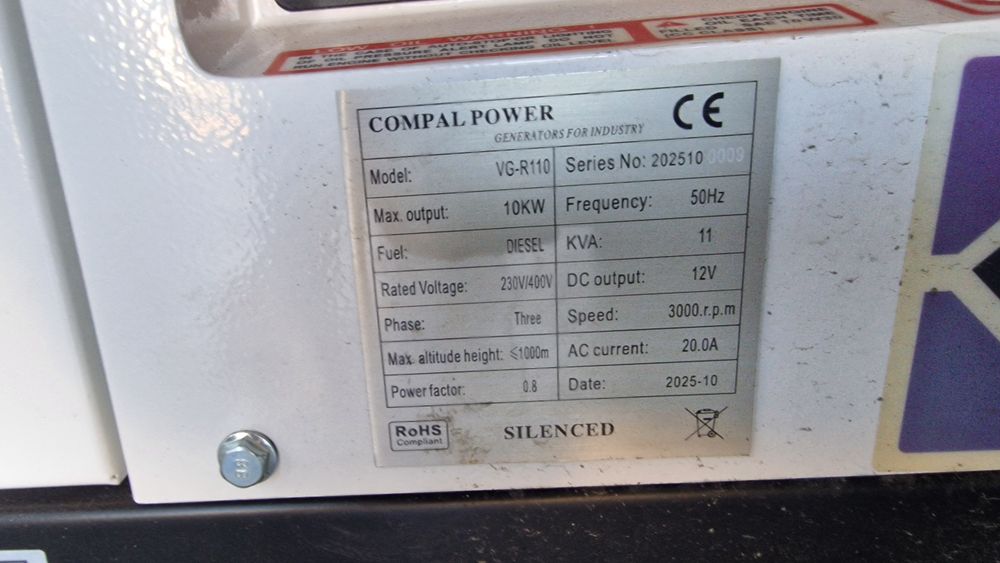 Gerador compal de 11 kva a diesel novo trifasico e monofasica