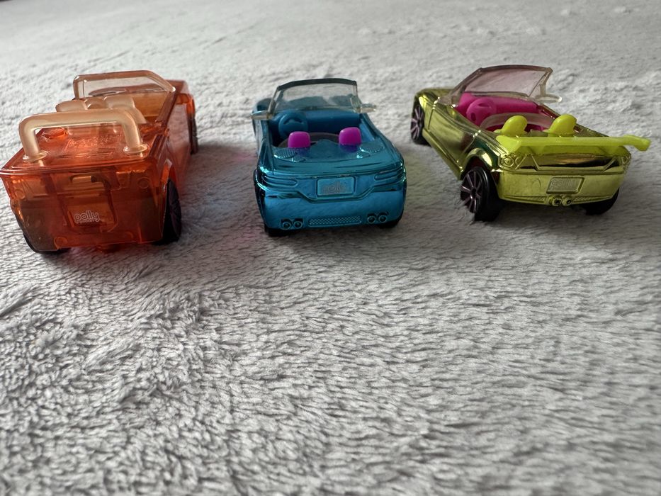 Polly Pocket mini laleczki i samochodziki 3 sztuki i mebelki