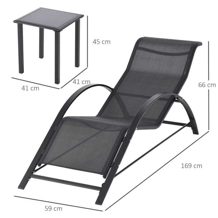 2 Espreguiçadeiras de Jardim com Mesa