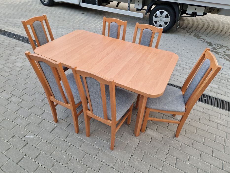 Stół rozkładany + 6 krzeseł, NOWE, OLCHA + SZARY, dostawa cała POLSKA