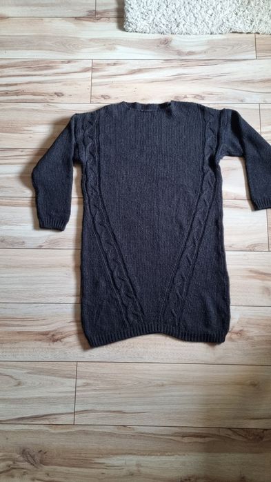 Ciepły długi sweter warkocze M L XL
