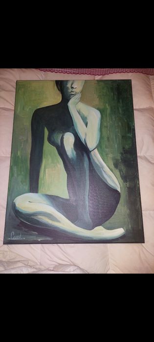 Hand-painted canvas, like new, 0.80 m in height and 0.60 m in length.