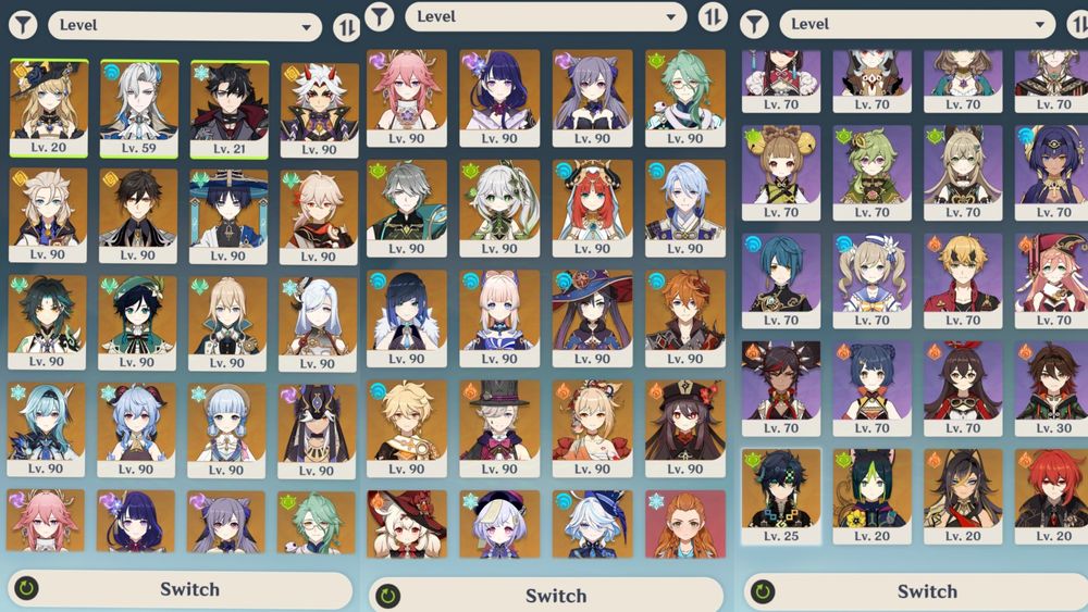 Аккаунт у Genshin Impact 60 AR EU багато легендарок + Honkai Impact