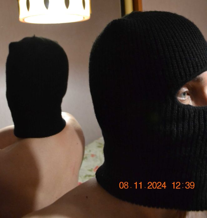 Балаклава, подшлемник (под шлем) шерстяная вязаная. Двойная. Выс 33 см