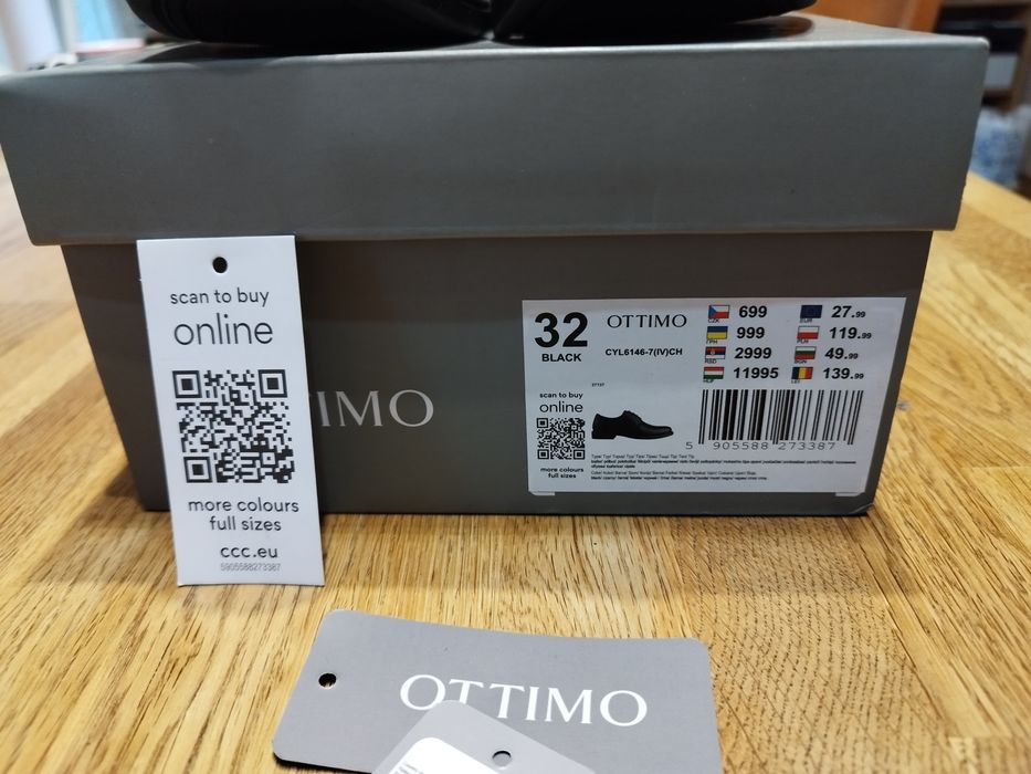Buty komunijne dla chłopca czarne skóra rozmiar 32 firma Ottimo