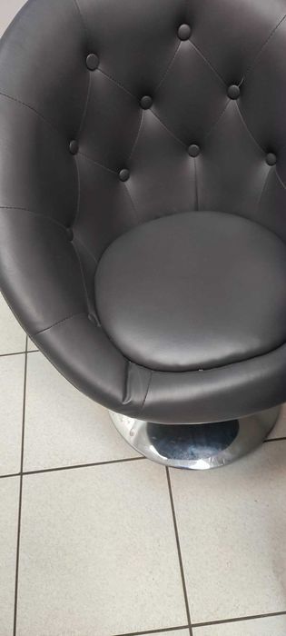 Fotele obrotowe ekoskóra, szary podstawa chrom