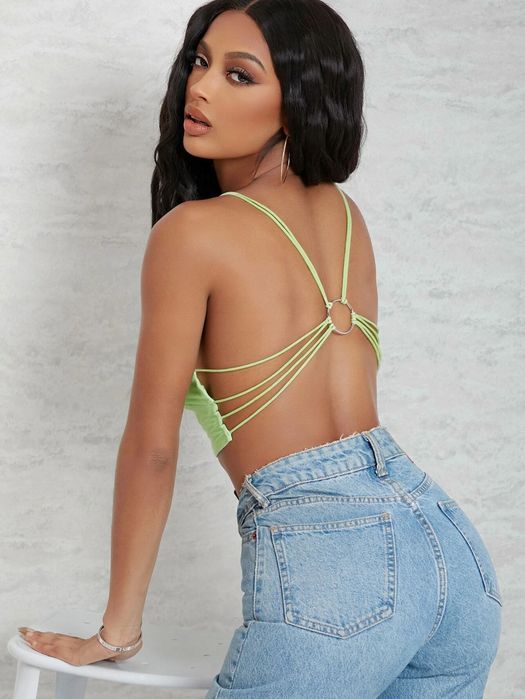 Crop Top Z Odkrytymi Plecami Wiskoza S