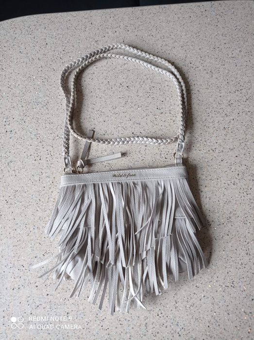 Torebka szara z frędzlami