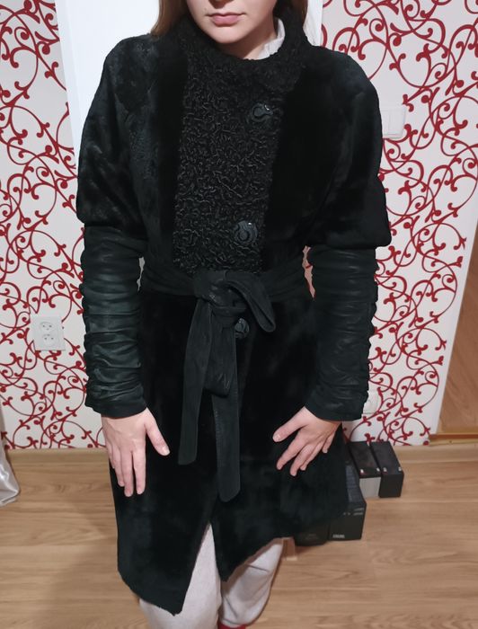 Шуба приталена з поясом